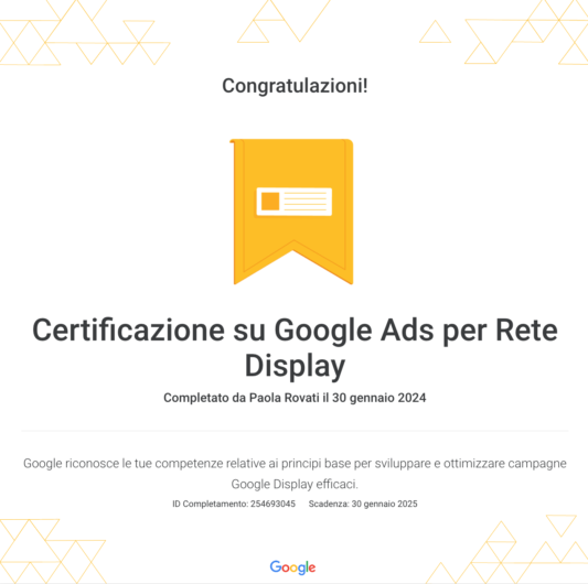 Certificazione su Google Ads per rete display 2024